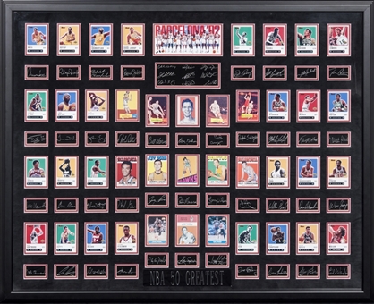 Kareem Abdul-Jabbar Owned NBA 50 Greatest Players Trading Cards With Engraved Signatures in 34x22 Framed Display (Abdul-Jabbar LOA)